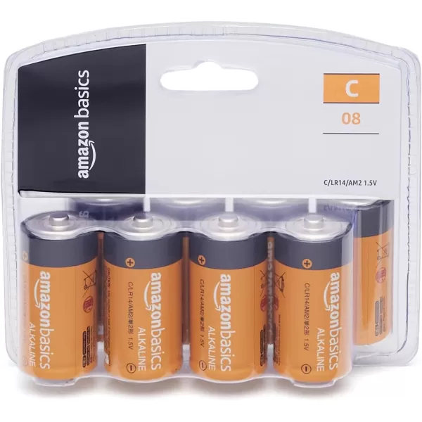 Amazon Basics 12Pack C Cell Alkaline AllPurpose Batteries 15 Volt 5Year Shelf Life8 Count Pack of 1