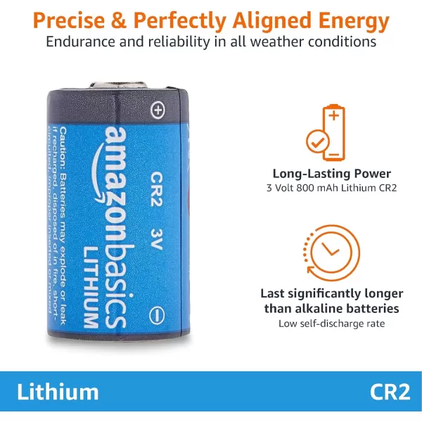 Amazon Basics 12Pack CR2 Lithium Batteries 3 Volt Long Lasting Power Low SelfDischarge Rate12 Count Pack of 1