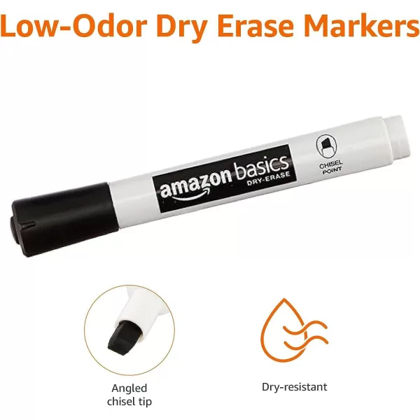 Amazon Basics 12Pack LowOdor Chisel Tip Dry Erase White Board Markers  Black12 Pack Black