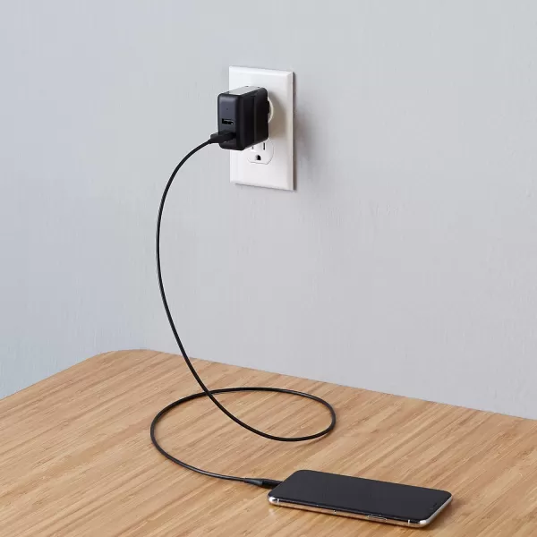 Amazon Basics 12W One Port USBA Wall Charger 24A for Phones iPhone 1514131211X Samsung and more Pack of 2 WhiteBlack Dual Port