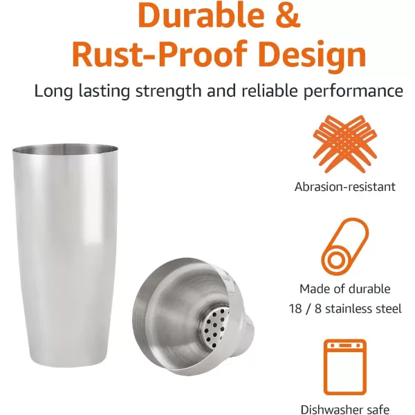 Amazon Basics 13Piece Stainless Steel Bar Tools Set with 24oz Shaker Jigger Muddler Pourer13Piece