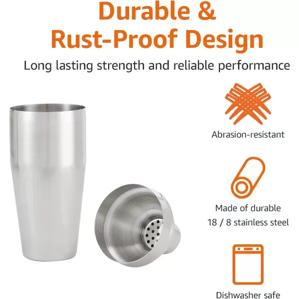 Amazon Basics 13Piece Stainless Steel Bar Tools Set with 24oz Shaker Jigger Muddler Pourer3Piece