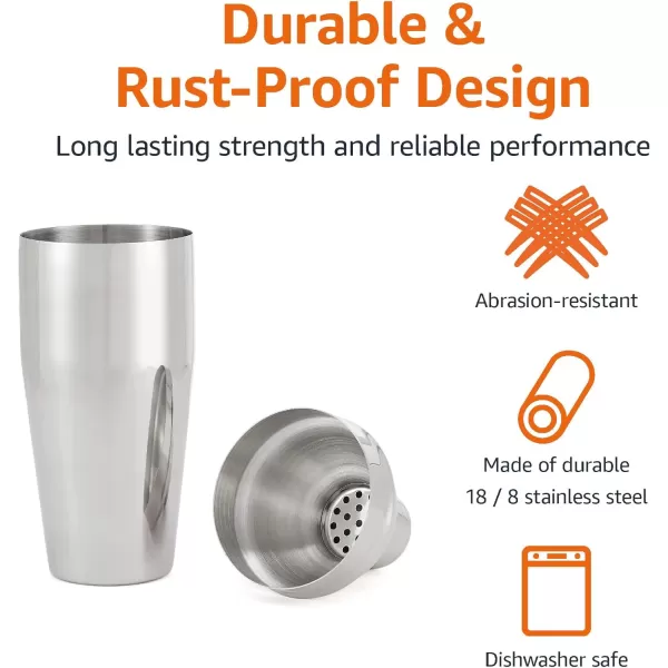 Amazon Basics 13Piece Stainless Steel Bar Tools Set with 24oz Shaker Jigger Muddler Pourer5Piece