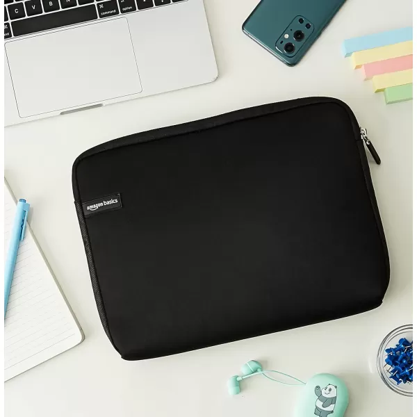 Amazon Basics 14Inch Laptop Sleeve Protective Case with Zipper  BlackBlack 116 Inch 1Pack