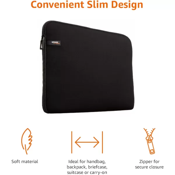 Amazon Basics 14Inch Laptop Sleeve Protective Case with Zipper  BlackBlack 133 Inch 1Pack