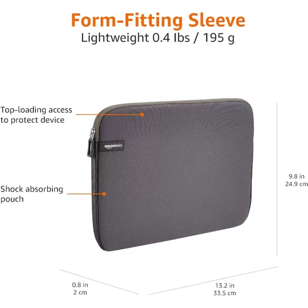Amazon Basics 14Inch Laptop Sleeve Protective Case with Zipper  BlackGray 133 Inch 1Pack