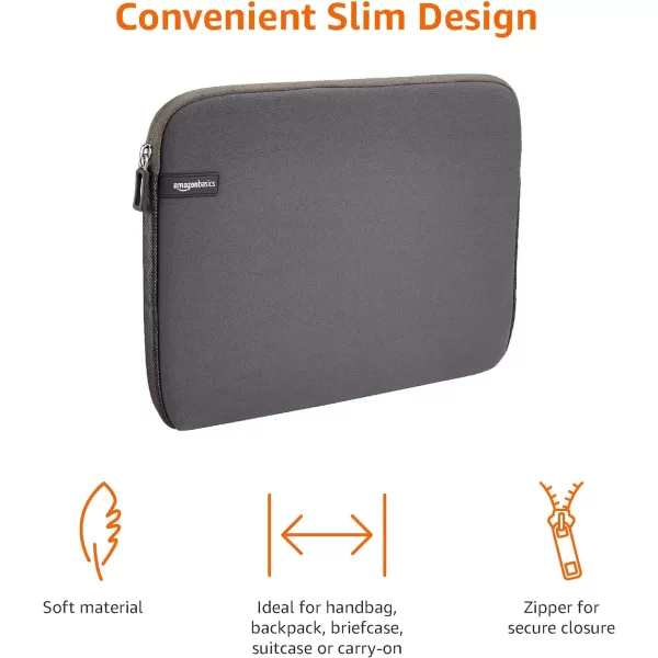 Amazon Basics 14Inch Laptop Sleeve Protective Case with Zipper  BlackGray 133 Inch 1Pack