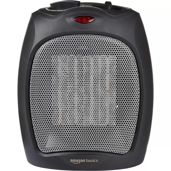 Amazon Basics 1500W Ceramic Personal Heater with Adjustable Thermostat SilverBlack Heater