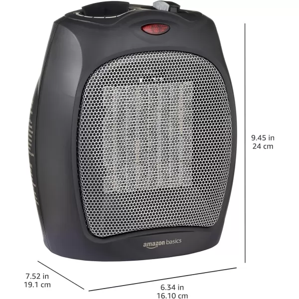 Amazon Basics 1500W Ceramic Personal Heater with Adjustable Thermostat SilverBlack Heater