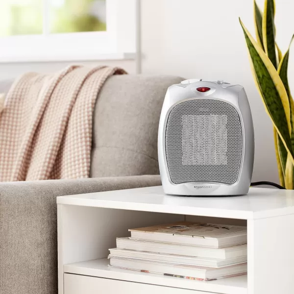 Amazon Basics 1500W Ceramic Personal Heater with Adjustable Thermostat SilverSilver Heater