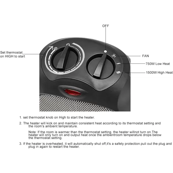 Amazon Basics 1500W Ceramic Personal Heater with Adjustable Thermostat SilverSilver Heater