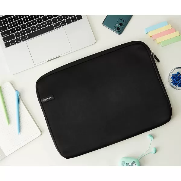 Amazon Basics 156Inch Laptop Sleeve Protective Case with Zipper  BlackBlack 156 Inch 10Pack