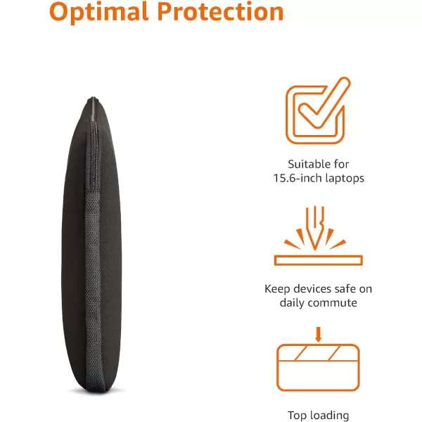Amazon Basics 156Inch Laptop Sleeve Protective Case with Zipper  BlackBlack 156 Inch 10Pack