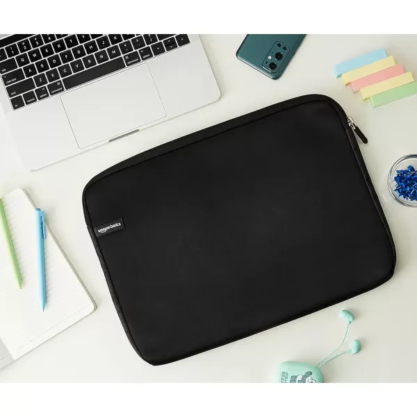 Amazon Basics 156Inch Laptop Sleeve Protective Case with Zipper  BlackBlack 156 Inch 1Pack