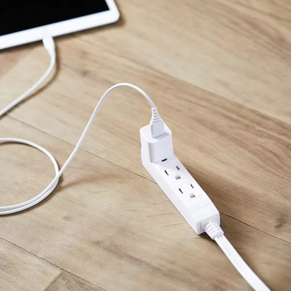 Amazon Basics 15Foot 3Prong Flat Plug Grounded Indoor Extension Cord with 3 Outlets  13 Amps 1625 Watts 125 VAC WhiteWhite 15 ft