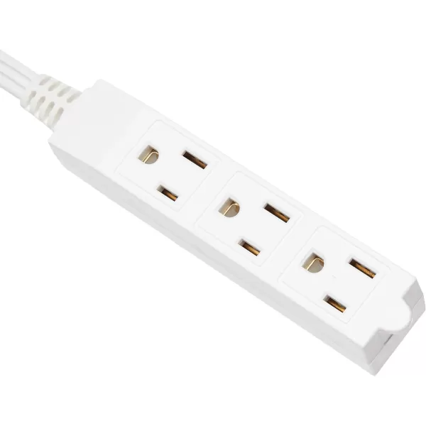 Amazon Basics 15Foot 3Prong Flat Plug Grounded Indoor Extension Cord with 3 Outlets  13 Amps 1625 Watts 125 VAC WhiteWhite 15 ft