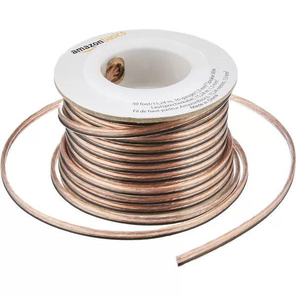Amazon Basics 16Gauge Speaker Wire Cable 50 Feet50 Feet 1Pack