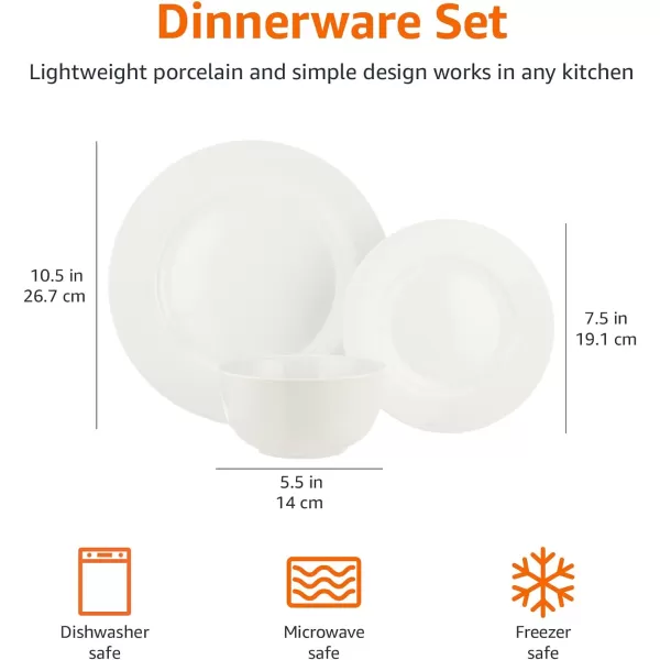 Amazon Basics 18Piece Kitchen Dinnerware Set Plates Dishes Bowls Service for 6  WhiteAmazon Basics 18Piece Kitchen Dinnerware Set Plates Dishes Bowls Service for 6  White