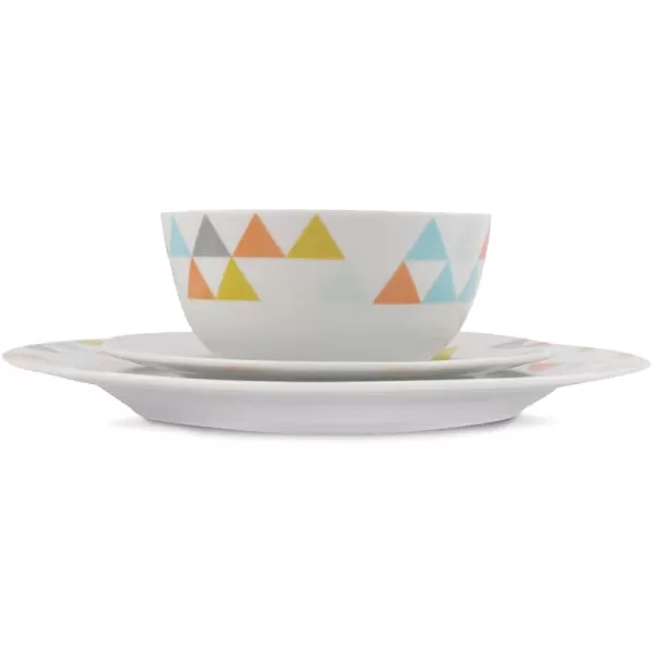 Amazon Basics 18Piece Kitchen Dinnerware Set Plates Dishes Bowls Service for 6 White Porcelain CoupeBright Pyramid
