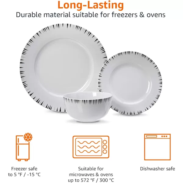 Amazon Basics 18Piece Kitchen Dinnerware Set Plates Dishes Bowls Service for 6 White Porcelain CoupeBungalow