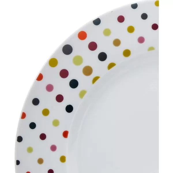 Amazon Basics 18Piece Kitchen Dinnerware Set Plates Dishes Bowls Service for 6 White Porcelain CoupeDots
