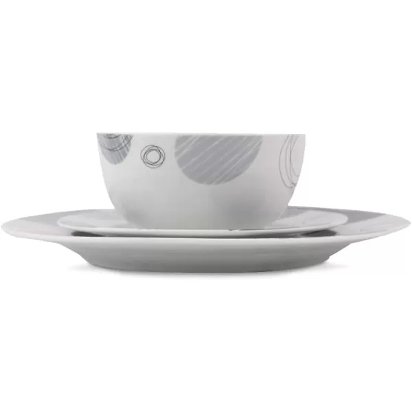 Amazon Basics 18Piece Kitchen Dinnerware Set Plates Dishes Bowls Service for 6 White Porcelain CoupeSpotted