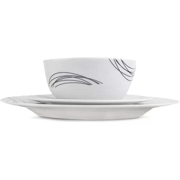 Amazon Basics 18Piece Kitchen Dinnerware Set Plates Dishes Bowls Service for 6 White Porcelain CoupeStatement