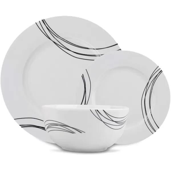 Amazon Basics 18Piece Kitchen Dinnerware Set Plates Dishes Bowls Service for 6 White Porcelain CoupeStatement