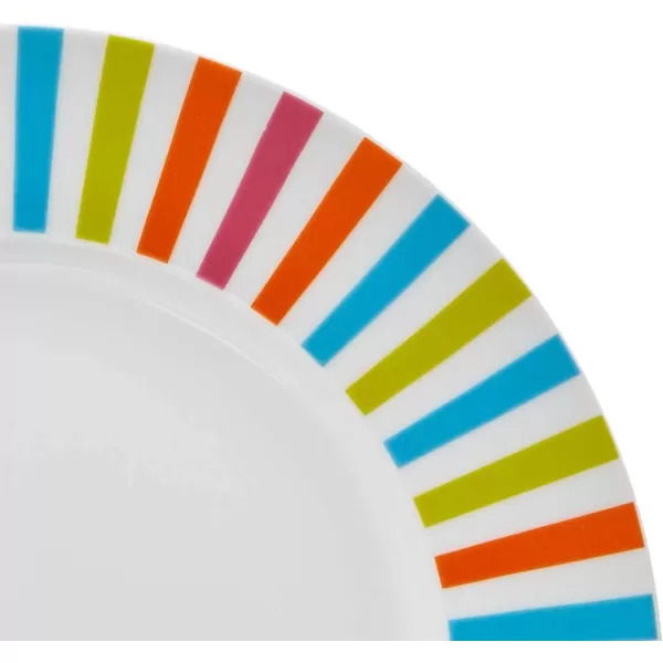 Amazon Basics 18Piece Kitchen Dinnerware Set Plates Dishes Bowls Service for 6 White Porcelain CoupeSunburst