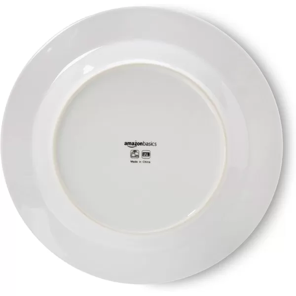 Amazon Basics 18Piece Kitchen Dinnerware Set Plates Dishes Bowls Service for 6 White Porcelain CoupeSunburst