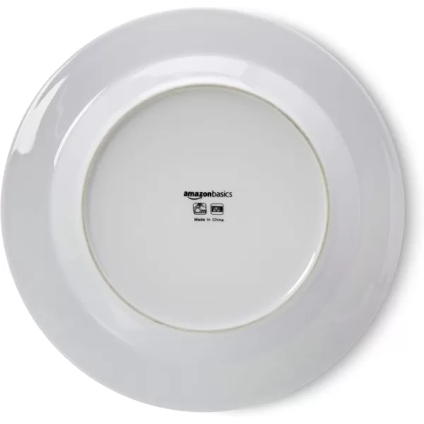 Amazon Basics 18Piece Kitchen Dinnerware Set Plates Dishes Bowls Service for 6 White Porcelain CoupeTriangle Accent