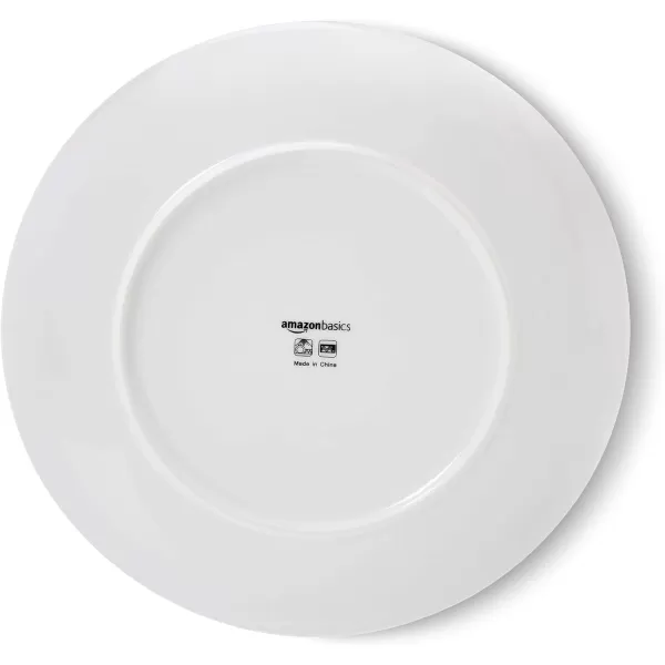 Amazon Basics 18Piece Kitchen Dinnerware Set Plates Dishes Bowls Service for 6 White Porcelain CoupeWhite Embossed