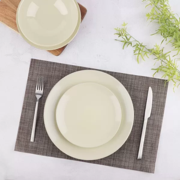 Amazon Basics 18Piece Stoneware Dinnerware Set  Deep Teal Service for 6Cream