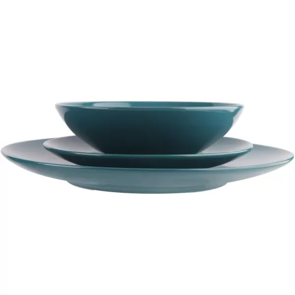 Amazon Basics 18Piece Stoneware Dinnerware Set  Deep Teal Service for 6Deep Teal