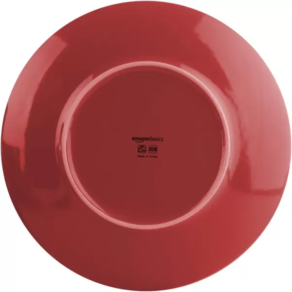 Amazon Basics 18Piece Stoneware Dinnerware Set  Deep Teal Service for 6Fire Engine Red