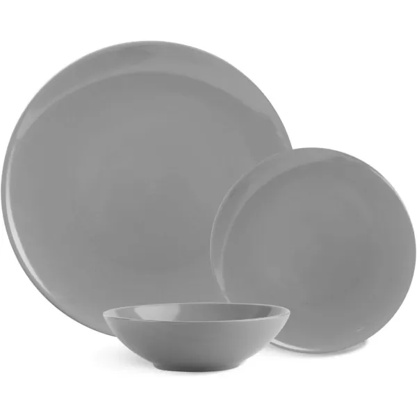 Amazon Basics 18Piece Stoneware Dinnerware Set  Deep Teal Service for 6Smokey Grey