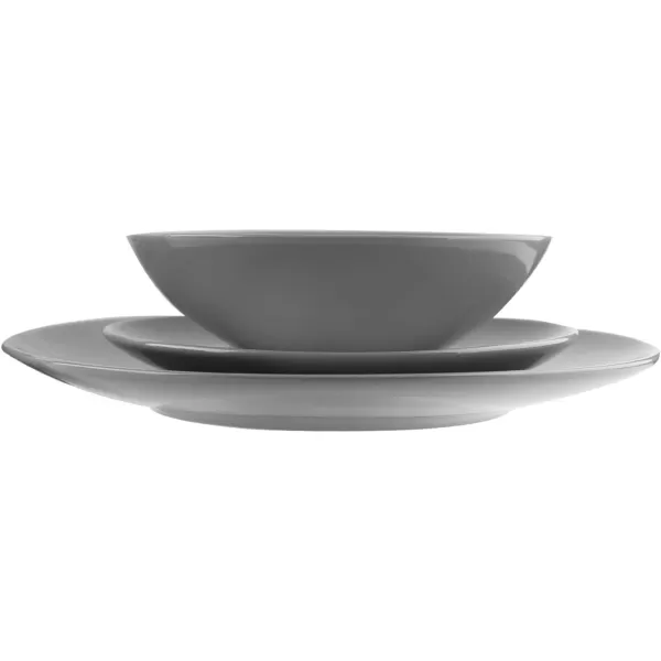 Amazon Basics 18Piece Stoneware Dinnerware Set  Deep Teal Service for 6Smokey Grey
