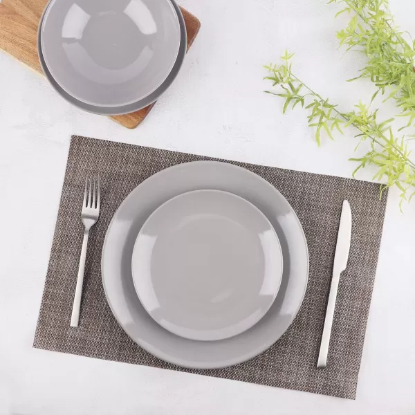 Amazon Basics 18Piece Stoneware Dinnerware Set  Deep Teal Service for 6Smokey Grey