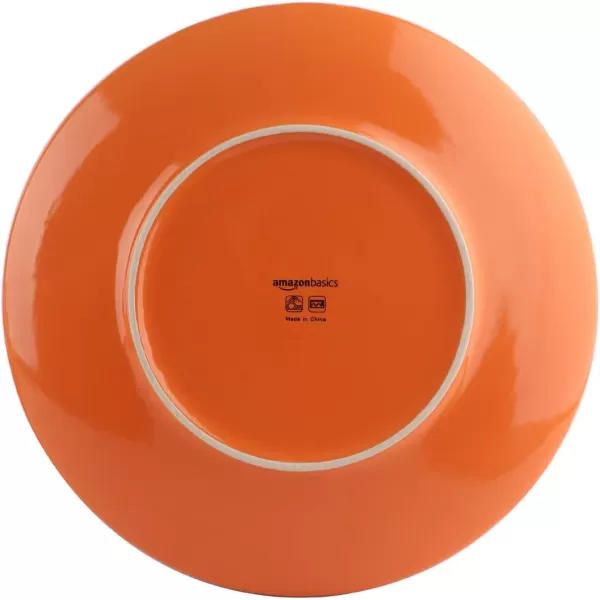 Amazon Basics 18Piece Stoneware Dinnerware Set  Deep Teal Service for 6Tangerine Orange