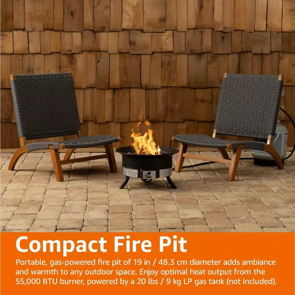 Amazon Basics 19Inch 55000 BTU Round Portable Propane Gas Fire Pit with Carry StrapPortable Propane Gas Fire Pit  19 Inch