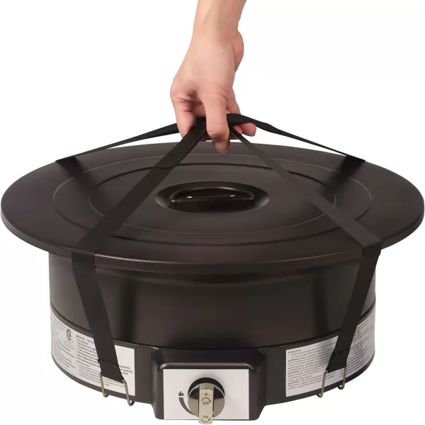 Amazon Basics 19Inch 55000 BTU Round Portable Propane Gas Fire Pit with Carry StrapPortable Propane Gas Fire Pit  19 Inch