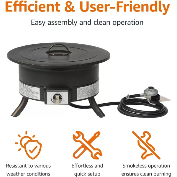 Amazon Basics 19Inch 55000 BTU Round Portable Propane Gas Fire Pit with Carry StrapPortable Propane Gas Fire Pit  19 Inch