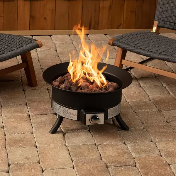 Amazon Basics 19Inch 55000 BTU Round Portable Propane Gas Fire Pit with Carry StrapPortable Propane Gas Fire Pit  19 Inch