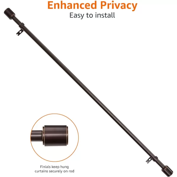 Amazon Basics 1Inch Curtain Rod with Cap Finials 72 to 144 NickelBronze 72 to 144 1Inch Rod