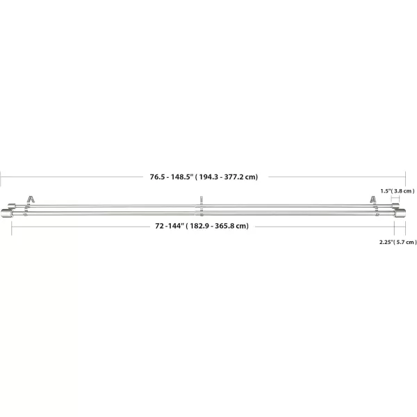 Amazon Basics 1Inch Curtain Rod with Cap Finials 72 to 144 NickelNickel 72 to 144 1Inch Double Rod