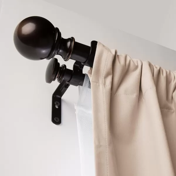 Amazon Basics 1Inch Curtain Rod with Round Finials 1Pack 72 to 144 Black1Inch Double 36 to 72 Bronze