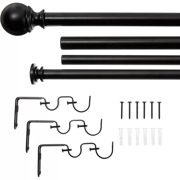 Amazon Basics 1Inch Curtain Rod with Round Finials 1Pack 72 to 144 Black1Inch Double 72 to 144 Black