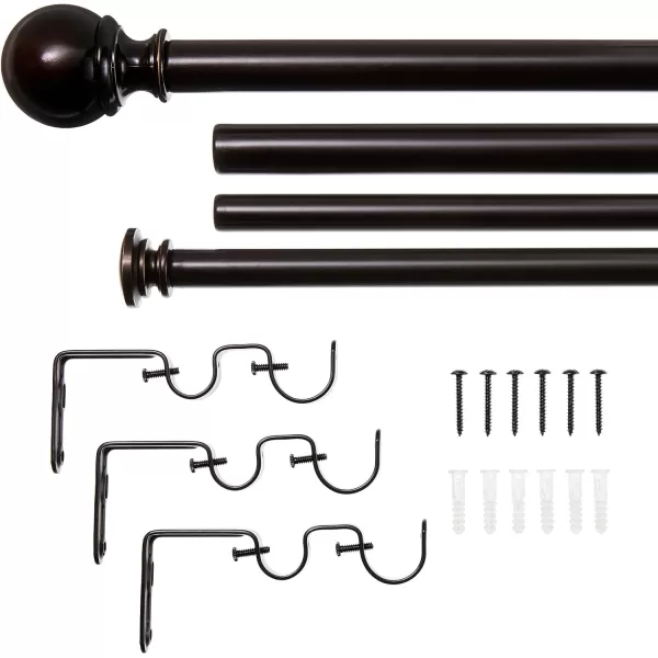 Amazon Basics 1Inch Curtain Rod with Round Finials 1Pack 72 to 144 Black1Inch Double 72 to 144 Bronze
