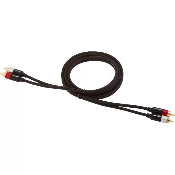 Amazon Basics 2 RCA Audio Cable for Stereo Speaker or Subwoofer with GoldPlated Plugs 4 Foot Black4 Feet