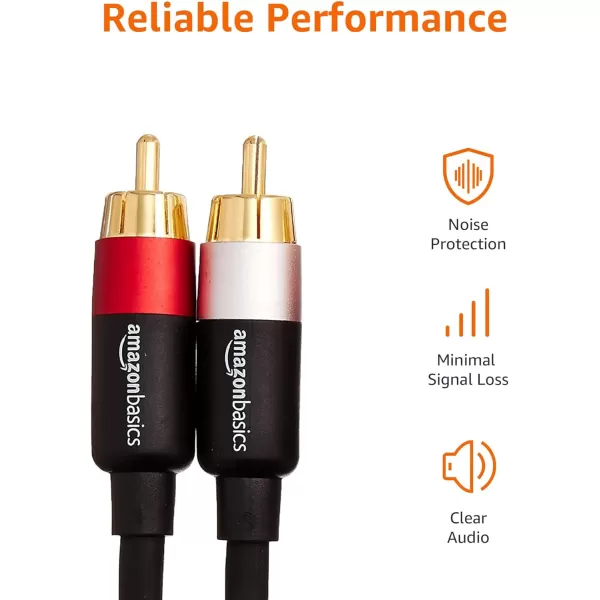 Amazon Basics 2 RCA Audio Cable for Stereo Speaker or Subwoofer with GoldPlated Plugs 4 Foot Black4 Feet